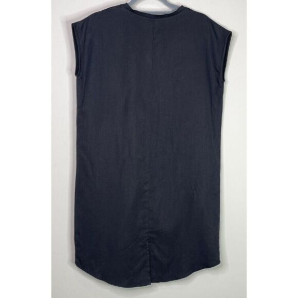 S'EDGE Ashlyn V-Neck Shirt Dress in Black Women's Size Small - Picture 2 of 7